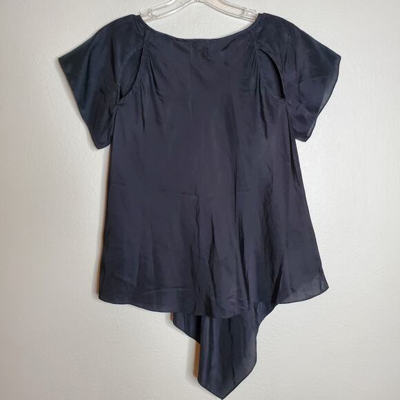 TRYB Silk Short Sleeve Cutout Asymmetric Top 6 Black Whimsigoth Fairy Grunge - Picture 2 of 11